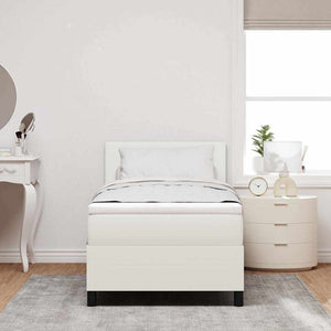 vidaXL LED Box Spring Bed Cream and White 100 x 200 cm Corduroy Fabric