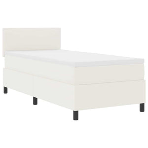 vidaXL LED Box Spring Bed Cream and White 100 x 200 cm Corduroy Fabric