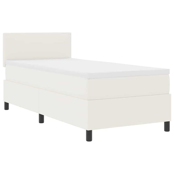 vidaXL LED Box Spring Bed Cream and White 100 x 200 cm Corduroy Fabric