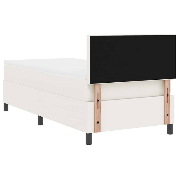 vidaXL LED Box Spring Bed Cream and White 100 x 200 cm Corduroy Fabric