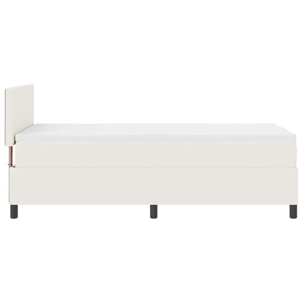 vidaXL LED Box Spring Bed Cream and White 100 x 200 cm Corduroy Fabric
