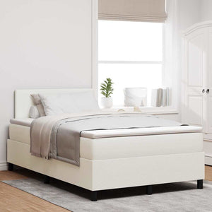 vidaXL LED Box Spring Bed Cream and White 120 x 190 cm Corduroy Fabric