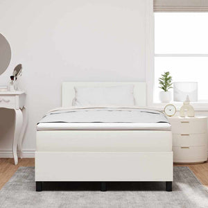 vidaXL LED Box Spring Bed Cream and White 120 x 190 cm Corduroy Fabric