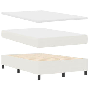 vidaXL LED Box Spring Bed Cream and White 120 x 190 cm Corduroy Fabric