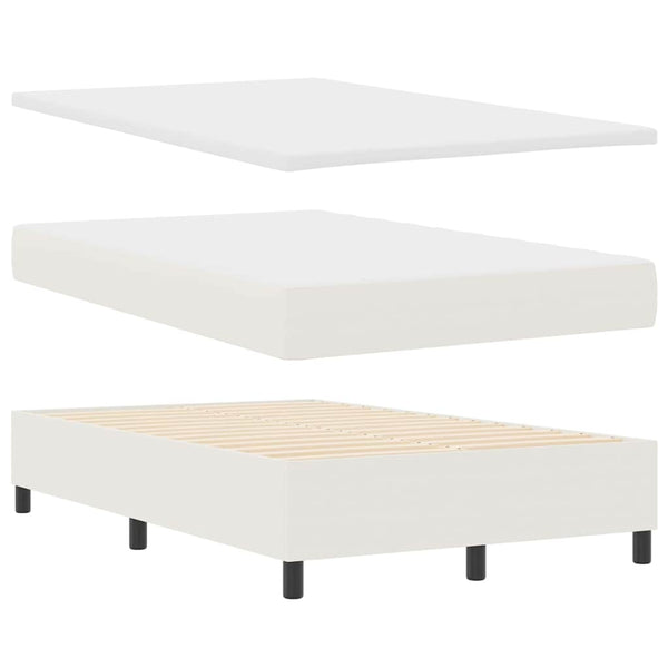 vidaXL LED Box Spring Bed Cream and White 120 x 190 cm Corduroy Fabric