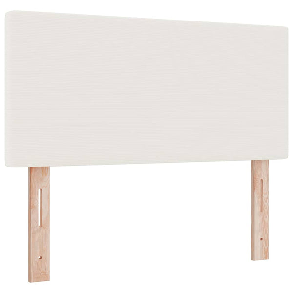 vidaXL LED Box Spring Bed Cream and White 120 x 190 cm Corduroy Fabric