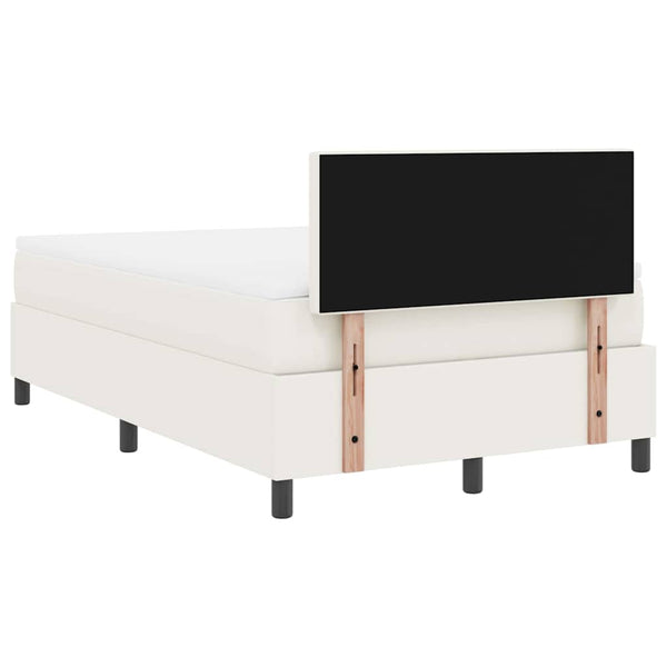 vidaXL LED Box Spring Bed Cream and White 120 x 190 cm Corduroy Fabric