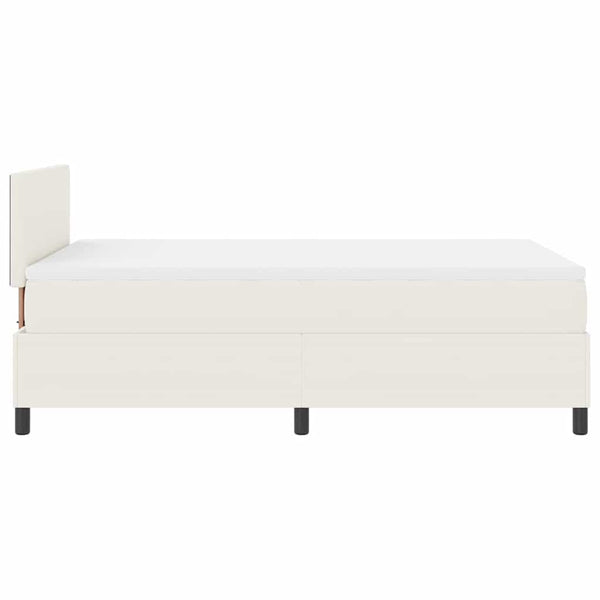 vidaXL LED Box Spring Bed Cream and White 120 x 190 cm Corduroy Fabric