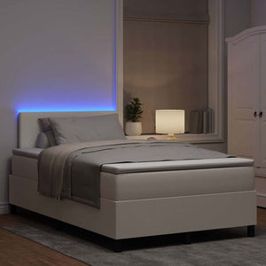 vidaXL LED Box Spring Bed Cream and White 120 x 200 cm Corduroy