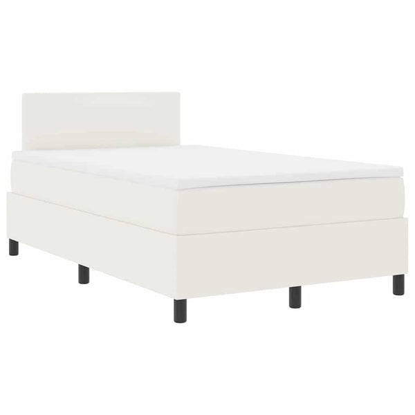 vidaXL LED Box Spring Bed Cream and White 120 x 200 cm Corduroy
