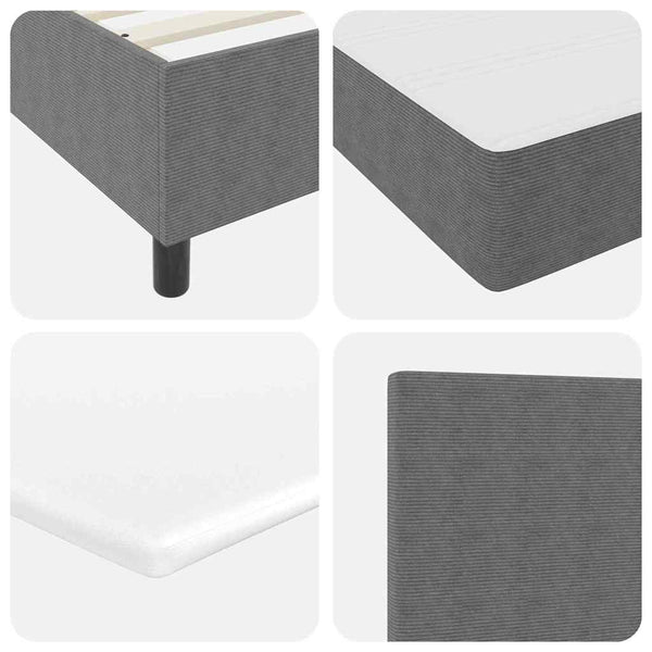 vidaXL LED Box Spring Bed Light Grey and White 140 x 190 cm Corduroy