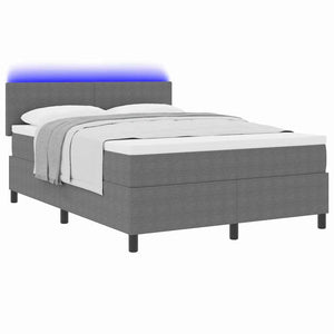 vidaXL LED Box Spring Bed Light Grey and White 140 x 190 cm Corduroy