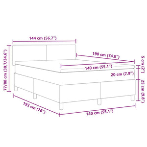 vidaXL LED Box Spring Bed Light Grey and White 140 x 190 cm Corduroy