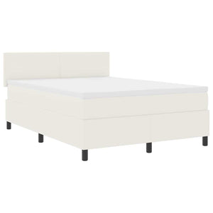 vidaXL LED Box Spring Bed Cream and White 140 x 190 cm Cord Fabric