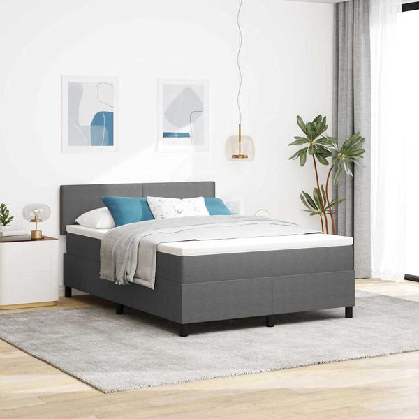 vidaXL LED Box Spring Bed Light Grey and White 140 x 200 cm Corduroy