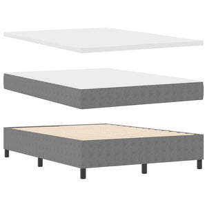 vidaXL LED Box Spring Bed Light Grey and White 140 x 200 cm Corduroy