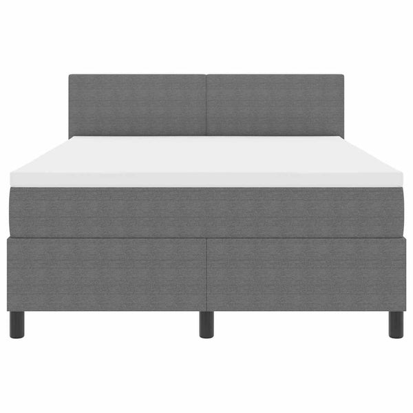 vidaXL LED Box Spring Bed Light Grey and White 140 x 200 cm Corduroy