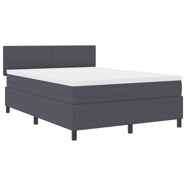 vidaXL LED Box Spring Bed Dark Grey and White 140 x 200 cm Corduroy