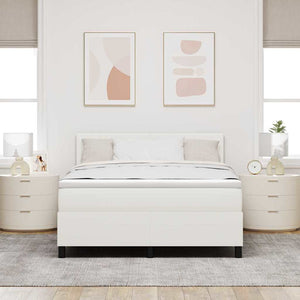 vidaXL LED Box Spring Bed Cream and White 140 x 200 cm Corduroy