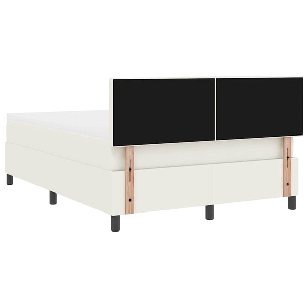 vidaXL LED Box Spring Bed Cream and White 140 x 200 cm Corduroy