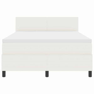 vidaXL LED Box Spring Bed Cream and White 140 x 200 cm Corduroy