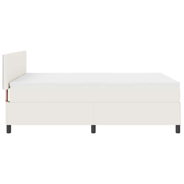 vidaXL LED Box Spring Bed Cream and White 140 x 200 cm Corduroy