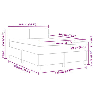 vidaXL LED Box Spring Bed Cream and White 140 x 200 cm Corduroy