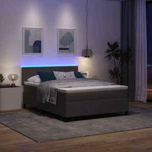 vidaXL LED Box Spring Bed Light Grey and White 160 x 200 cm Corduroy