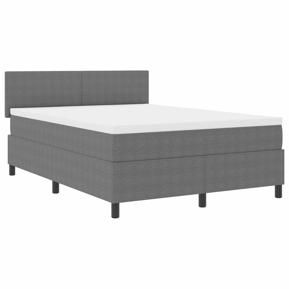 vidaXL LED Box Spring Bed Light Grey and White 160 x 200 cm Corduroy