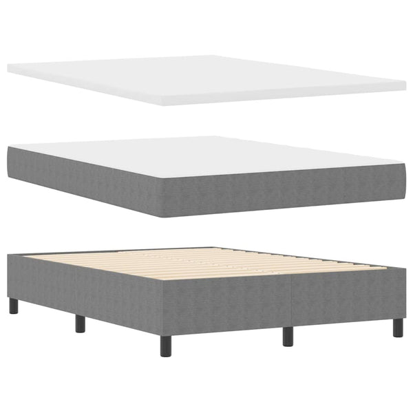vidaXL LED Box Spring Bed Light Grey and White 160 x 200 cm Corduroy