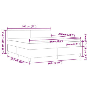 vidaXL LED Box Spring Bed Light Grey and White 160 x 200 cm Corduroy