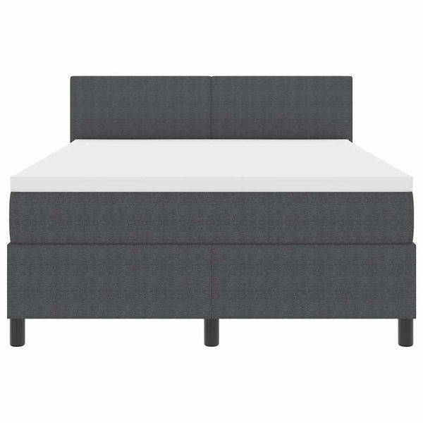 vidaXL LED Box Spring Bed Dark Gray and White 160 x 200 cm Corduroy Fabric