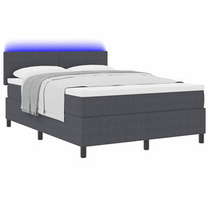 vidaXL LED Box Spring Bed Dark Gray and White 160 x 200 cm Corduroy Fabric