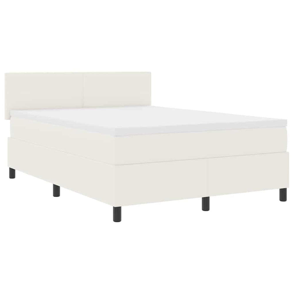 vidaXL LED Box Spring Bed Cream and White 160 x 200 cm Corduroy Fabric