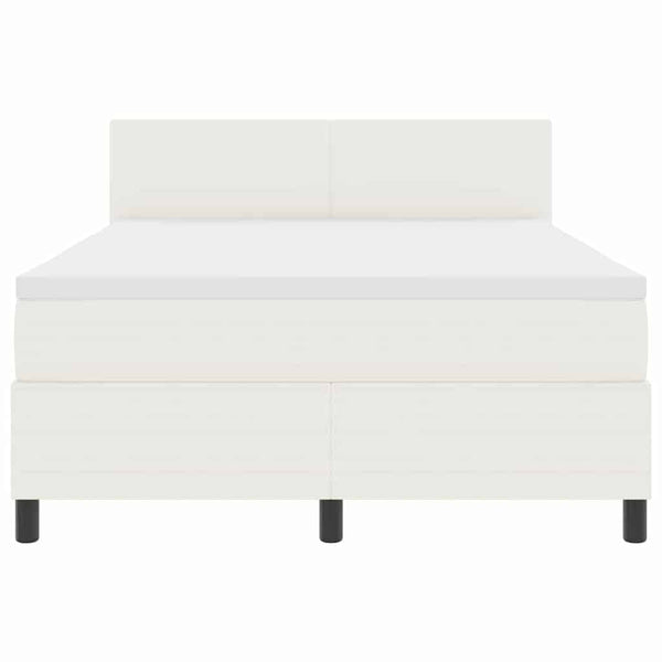 vidaXL LED Box Spring Bed Cream and White 160 x 200 cm Corduroy Fabric