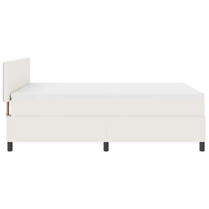 vidaXL LED Box Spring Bed Cream and White 160 x 200 cm Corduroy Fabric