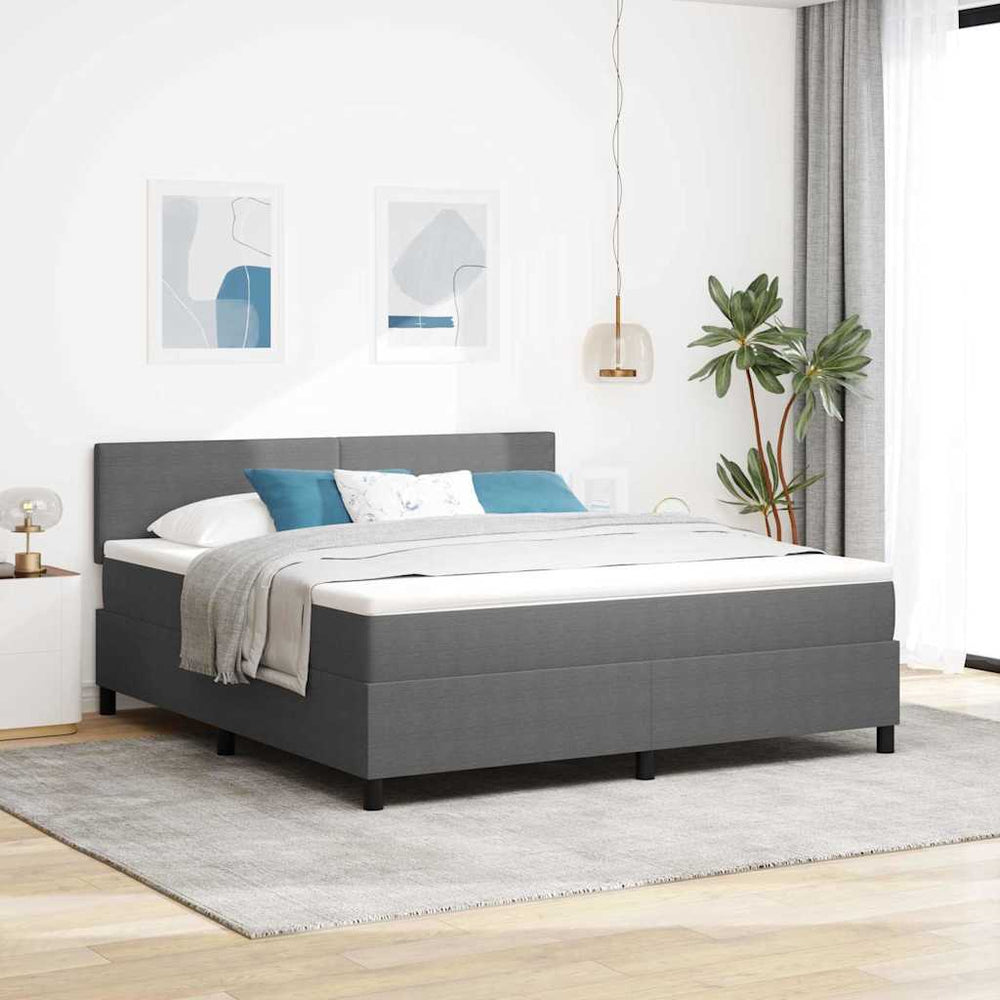vidaXL LED Box Spring Bed Light Gray and White 180 x 200 cm Corduroy