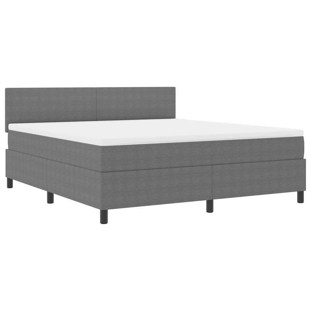 vidaXL LED Box Spring Bed Light Gray and White 180 x 200 cm Corduroy
