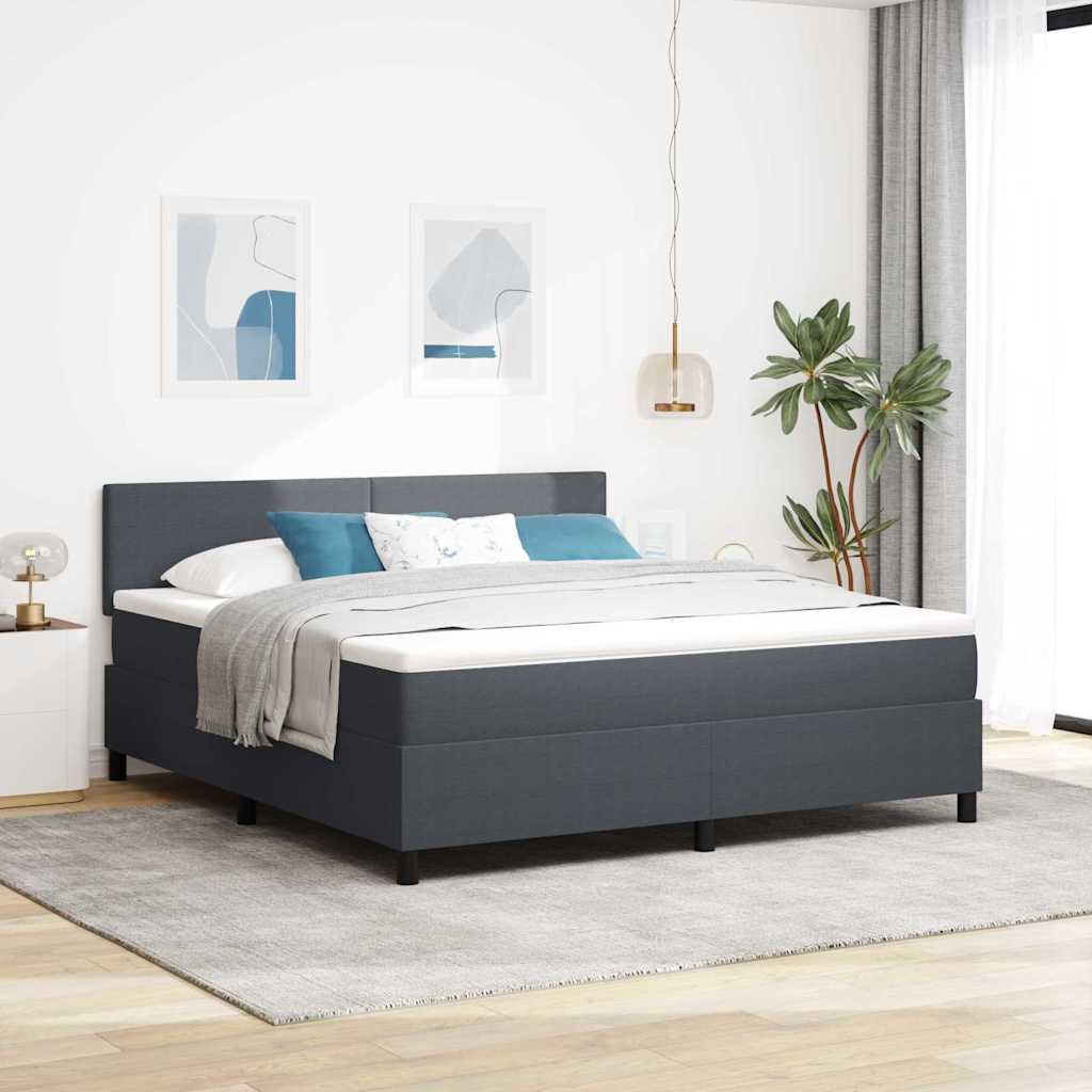 vidaXL LED Box Spring Bed Dark Grey and White 180 x 200 cm Corduroy
