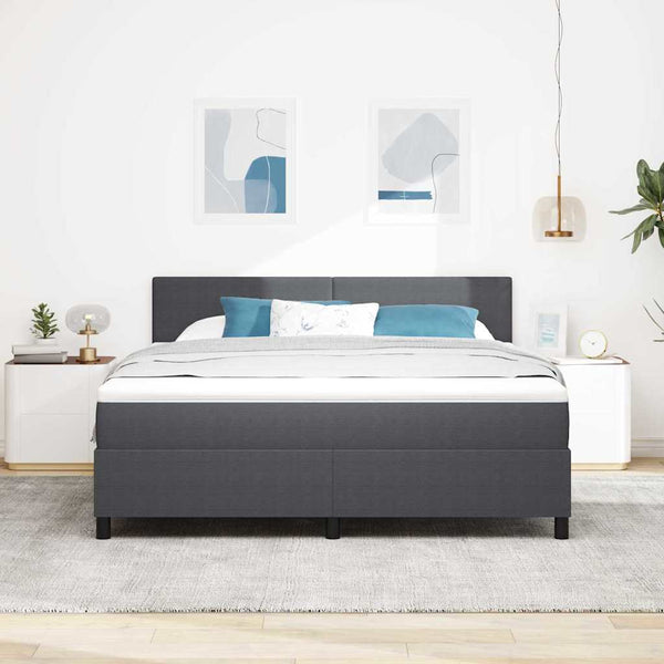 vidaXL LED Box Spring Bed Dark Grey and White 180 x 200 cm Corduroy