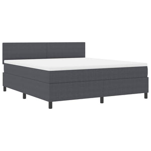 vidaXL LED Box Spring Bed Dark Grey and White 180 x 200 cm Corduroy
