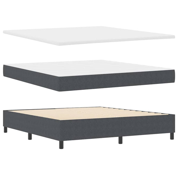 vidaXL LED Box Spring Bed Dark Grey and White 180 x 200 cm Corduroy