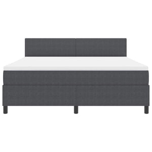 vidaXL LED Box Spring Bed Dark Grey and White 180 x 200 cm Corduroy