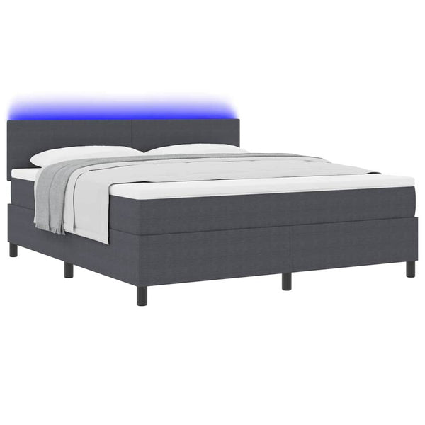 vidaXL LED Box Spring Bed Dark Grey and White 180 x 200 cm Corduroy