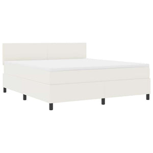 vidaXL LED Box Spring Bed Cream and White 180 x 200 cm Corduroy