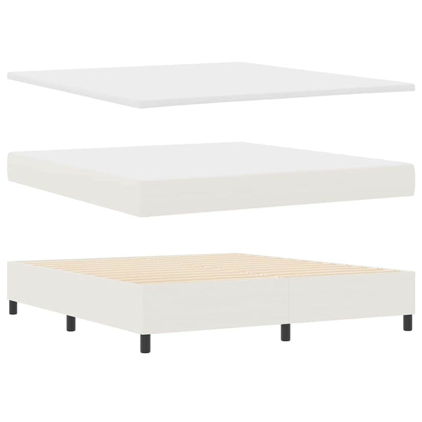 vidaXL LED Box Spring Bed Cream and White 180 x 200 cm Corduroy