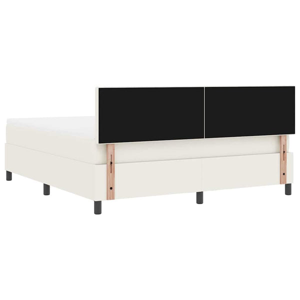 vidaXL LED Box Spring Bed Cream and White 180 x 200 cm Corduroy
