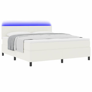 vidaXL LED Box Spring Bed Cream and White 180 x 200 cm Corduroy