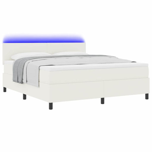 vidaXL LED Box Spring Bed Cream and White 180 x 200 cm Corduroy