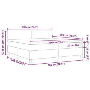 vidaXL LED Box Spring Bed Cream and White 180 x 200 cm Corduroy